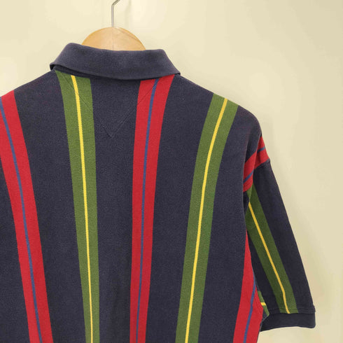 トミーヒルフィガー TOMMY HILFIGER 90s-00s ストライプ 鹿の子ポロシャツ メンズ JPN:L