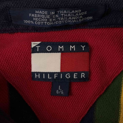 トミーヒルフィガー TOMMY HILFIGER 90s-00s ストライプ 鹿の子ポロシャツ メンズ JPN:L