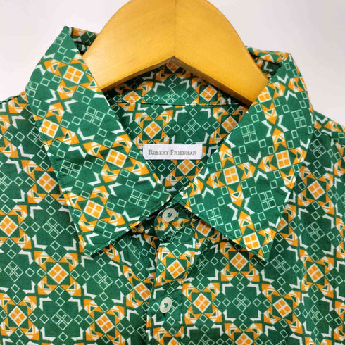 ROBERT FRIEDMAN イタリア製 コットン100 幾何学柄 S/S シャツ メンズ import:XL