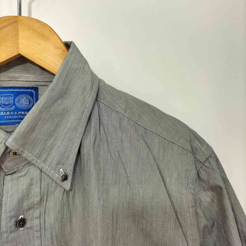 ヤーレ YALE コットン100 ストライプ マチ付 ボタンダウン S/S シャツ メンズ LL