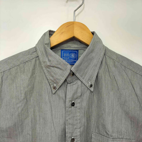 ヤーレ YALE コットン100 ストライプ マチ付 ボタンダウン S/S シャツ メンズ LL