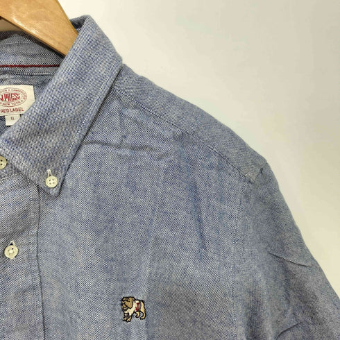 ジェイプレス J.PRESS RED LABEL ブルドッグ 刺繍 鹿の子 ピケ ボタンダウン S/S シャツ メンズ LL