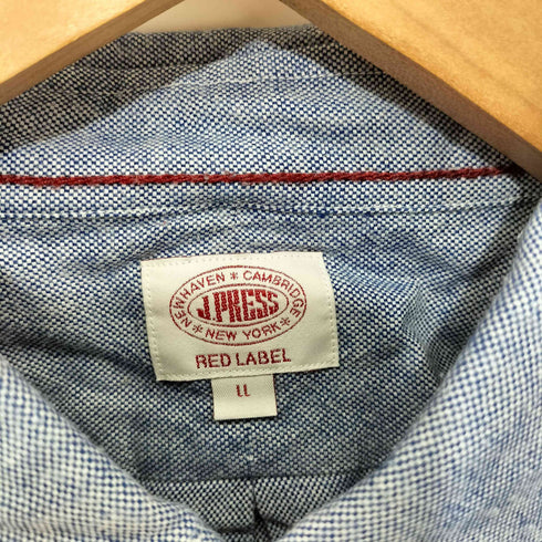 ジェイプレス J.PRESS RED LABEL ブルドッグ 刺繍 鹿の子 ピケ ボタンダウン S/S シャツ メンズ LL