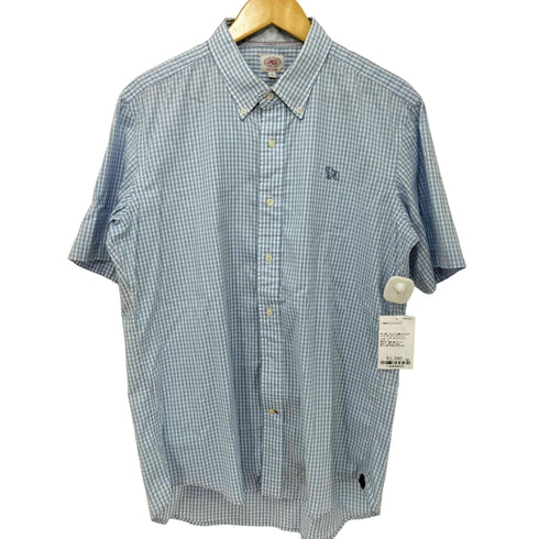 ジェイプレス J.PRESS RED LABEL ブルドッグ 刺繍 ギンガムチェック ボタンダウン S/S シャツ メンズ LL