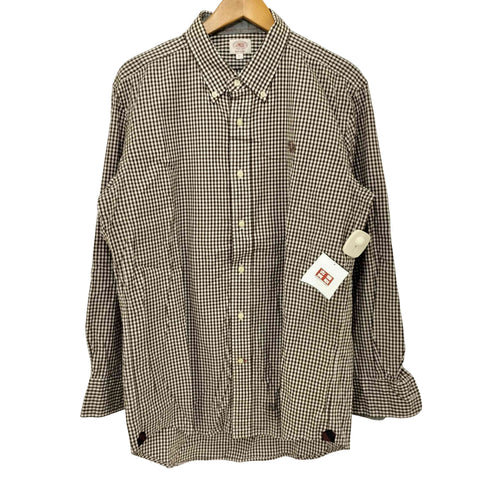 ジェイプレス J.PRESS RED LABEL ブルドッグ 刺繍 ギンガムチェック ボタンダウン L/S シャツ メンズ LL