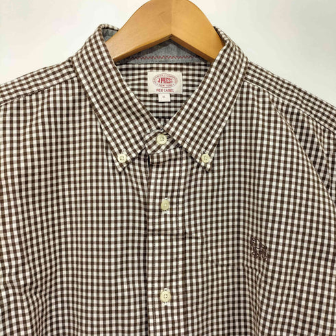 ジェイプレス J.PRESS RED LABEL ブルドッグ 刺繍 ギンガムチェック ボタンダウン L/S シャツ メンズ LL