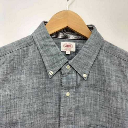 ジェイプレス J.PRESS RED LABEL ハート 刺繍 シャンブレー ボタンダウン L/S シャツ メンズ LL