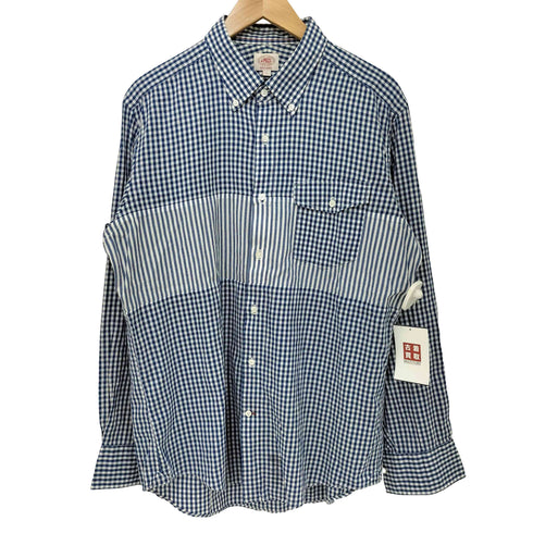 ジェイプレス J.PRESS RED LABEL ギンガムチェック ストライプ切替 ボタンダウン L/S シャツ メンズ LL