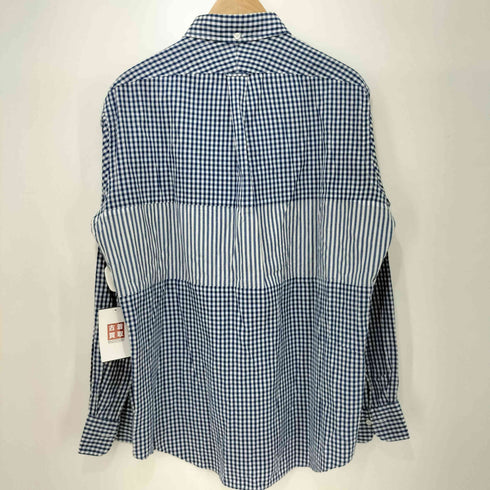 ジェイプレス J.PRESS RED LABEL ギンガムチェック ストライプ切替 ボタンダウン L/S シャツ メンズ LL