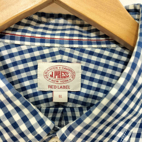 ジェイプレス J.PRESS RED LABEL ギンガムチェック ストライプ切替 ボタンダウン L/S シャツ メンズ LL