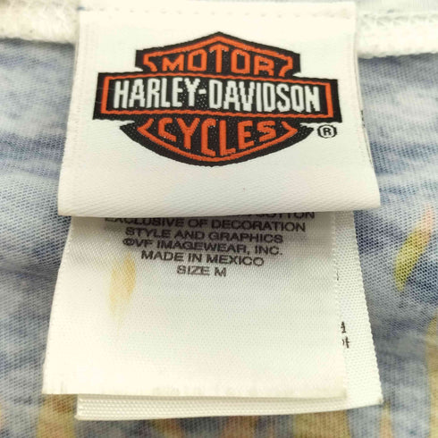 ハーレーダビッドソン HARLEY-DAVIDSON ファイヤーパターン 総柄 両面 プリント Tシャツ レディース import:M