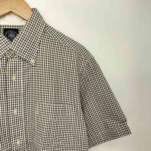 ジェイプレス J.PRESS ギンガムチェック シアサッカー ボタンダウン S/S シャツ メンズ LL