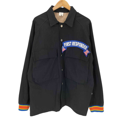 ampire weekend ロゴワッペン フラットポケット シャツジャケット メンズ