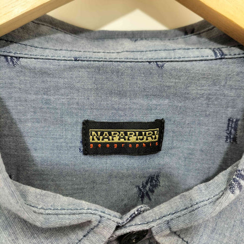 ナパピリ NAPAPIJRI ノルウェー国旗 刺繍 ジャガード シャンブレー L/S シャツ メンズ import:XL