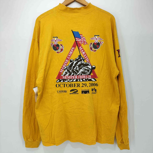ユーエスエムシー USMC 00s 31th MARINE CORPS MARATHON ロゴ刺繍 袖プリント モックネック L/S Tシャツ メンズ import:XL
