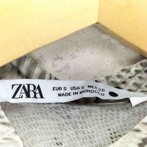 ザラ ZARA リボン付スネークプリントブラウス レディース S