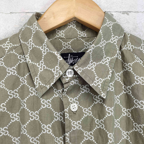 ステューシー Stussy 90s MADE IN USA OLD STUSSY モノグラム柄S/S シャツ メンズ S