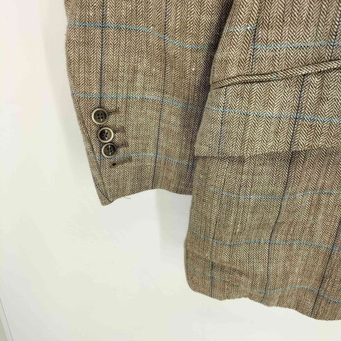 ハケットロンドン hackett london HBONE CHECK JKT Robert NOBLE 生地 シルク リネン ヘリンボーン チェック 2B テーラードジャケット メンズ UK:38