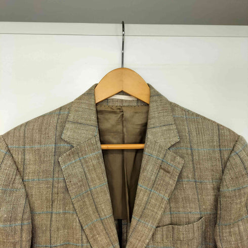 ハケットロンドン hackett london HBONE CHECK JKT Robert NOBLE 生地 シルク リネン ヘリンボーン チェック 2B テーラードジャケット メンズ UK:38