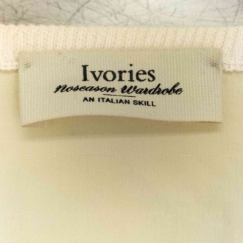 ivories イタリア製 コットン 裏地シルク ノーカラーカーディガン レディース