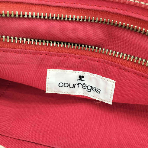 クレージュ courreges ロゴプレート キャンバス レザー トートバッグ レディース