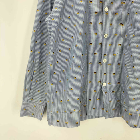 コムデギャルソンオム COMME des GARCONS HOMME AD2001 AD2001 製品洗い加工 総柄 開襟オープンカラー L/S ストライプ シャツ メンズ