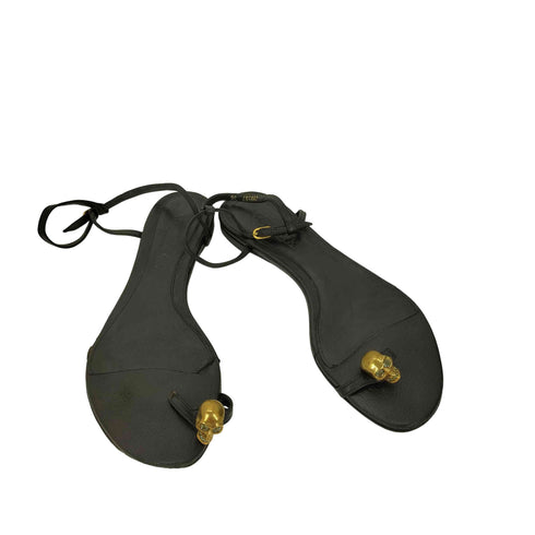 アレキサンダーマックイーン Alexander McQueen イタリア製 スカル ドクロ チャーム レザー サンダル レディース EUR:38