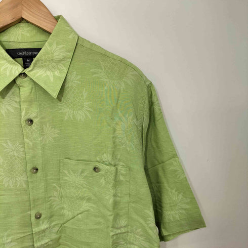 クラフトアンドバロー Croft&Barrow レーヨン100 パイナップル柄 レギュラーカラー S/S シャツ メンズ import:M