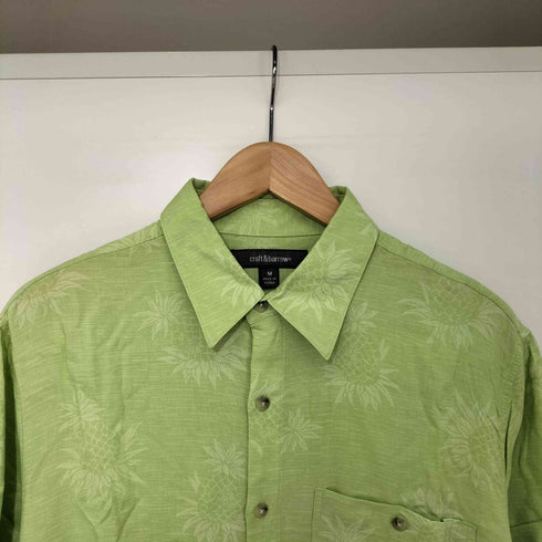 クラフトアンドバロー Croft&Barrow レーヨン100 パイナップル柄 レギュラーカラー S/S シャツ メンズ import:M