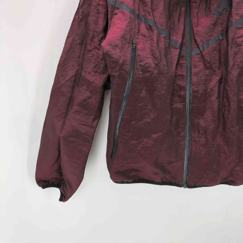 ナイキ NIKE 14AW 裏地メッシュ スイッチング クロップド シャイニー フーデット ブルゾン ジャケット ウィンドブレーカー レディース import:XL