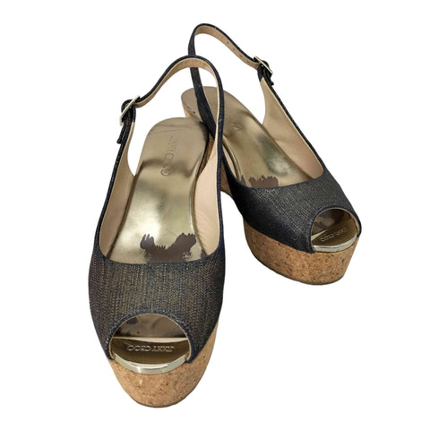 ジミーチュウ JIMMY CHOO オープントゥ ウェッジソール サンダル レディース EUR:36