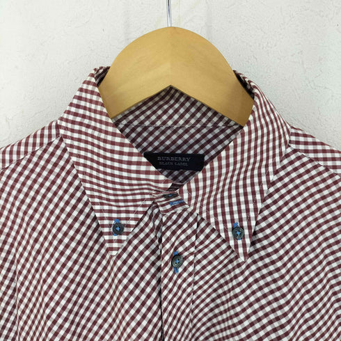 バーバリーブラックレーベル BURBERRY BLACK LABEL ロゴ 刺繍入り チェック柄 半袖 BDシャツ メンズ JPN:3