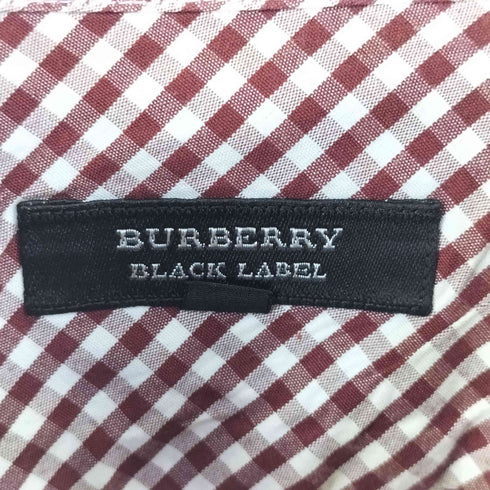 バーバリーブラックレーベル BURBERRY BLACK LABEL ロゴ 刺繍入り チェック柄 半袖 BDシャツ メンズ JPN:3