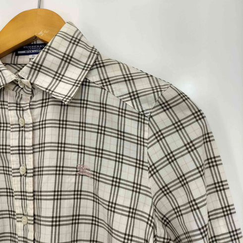 バーバリーブルーレーベル BURBERRY BLUE LABEL ロゴ刺繍 ノバチェック 七分袖 シャツ レディース 36