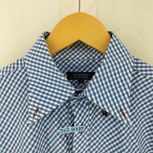 バーバリーブラックレーベル BURBERRY BLACK LABEL ロゴ 刺繍入り 半袖 BDシャツ メンズ JPN:3