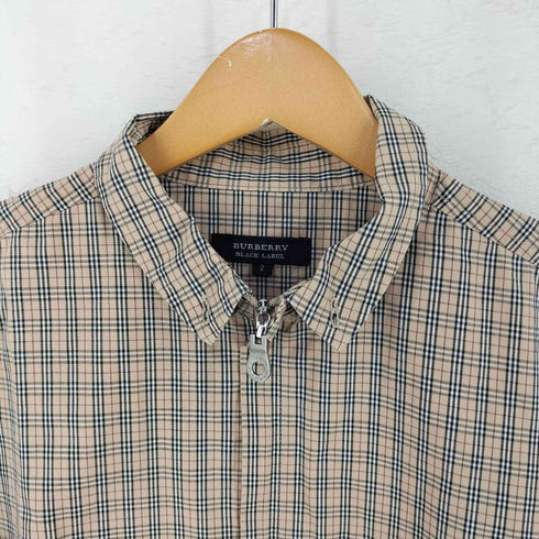 バーバリーブラックレーベル BURBERRY BLACK LABEL ノバチェック ジップアップ 半袖 シャツ メンズ JPN:2