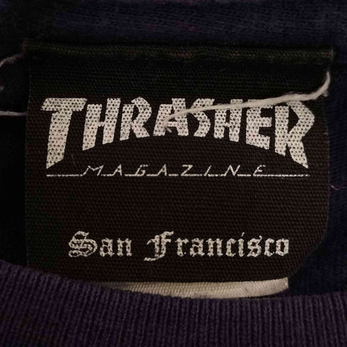 スラッシャー THRASHER SKATBOARD MAGAZINE フロント 袖プリント クルーネックR/Sシャツ メンズ JPN:XL