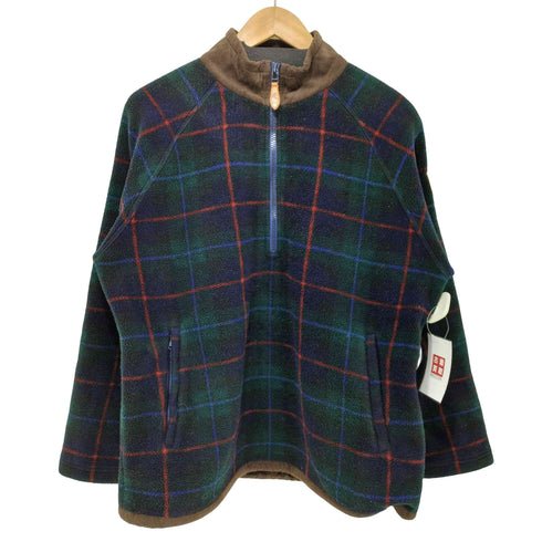 ポロスポーツラルフローレン POLO SPORT RALPH LAUREN 90s MALDEN MILLS ハーフジップ チェック エルボーパッチ ラグラン プルオーバー フリース ジャケット メンズ import:M
