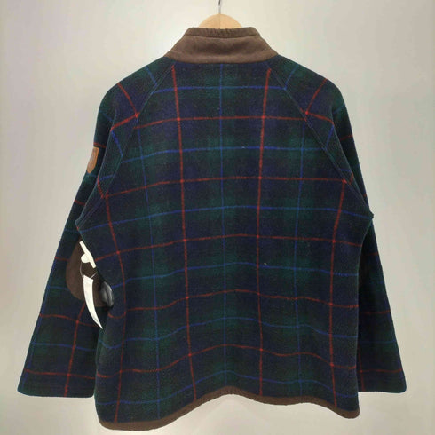 ポロスポーツラルフローレン POLO SPORT RALPH LAUREN 90s MALDEN MILLS ハーフジップ チェック エルボーパッチ ラグラン プルオーバー フリース ジャケット メンズ import:M