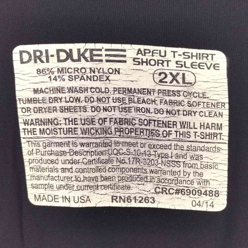 ユーエスアーミー U.S. ARMY USA製 DRI-DUKE ドライデューク ARMY 半袖速乾インナーシャツ メンズ 2XL