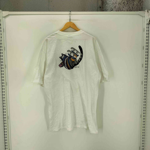 クレイジーシャツ CRAZY SHIRTS 90S ボディ USA製 猫 キャット スケート 両面 プリント S/S Tシャツ シングルステッチ メンズ import:XL