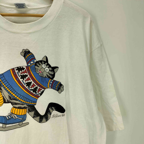 クレイジーシャツ CRAZY SHIRTS 90S ボディ USA製 猫 キャット スケート 両面 プリント S/S Tシャツ シングルステッチ メンズ import:XL