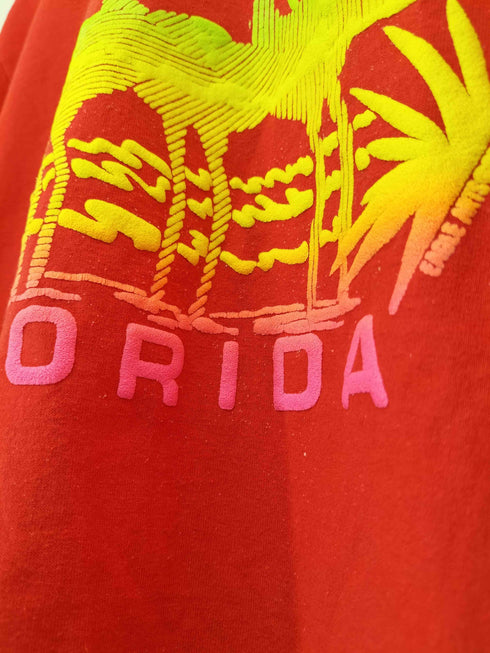 ヘインズ Hanes 90s USA製 3D FLORIDA フラミンゴプリント クルーネック 半袖 Tシャツ レディース import:M