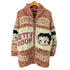 BETTY BOOP キャラクターワッペン ジップアップ ニット カーディガン メンズ M