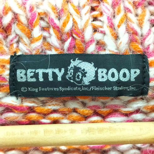 BETTY BOOP キャラクターワッペン ジップアップ ニット カーディガン メンズ M