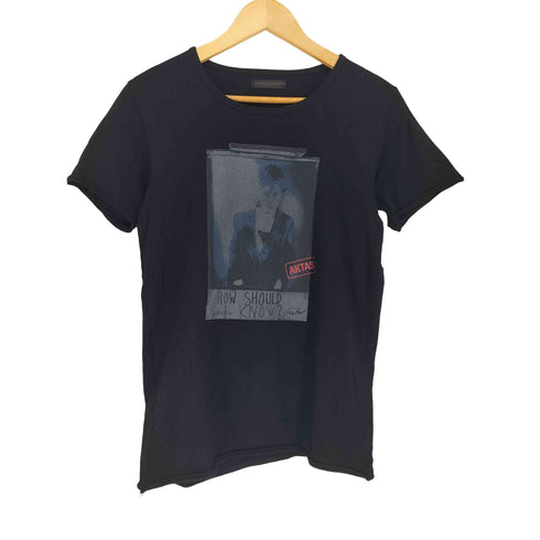 LOUNGE LIZARD 切りっぱなし フロントプリントクルーネックTシャツ import メンズ 2