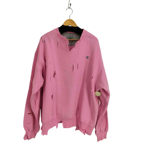 チャンピオン Champion 00S 銀タグ ダメージ加工 ロゴ刺繍スウェット メンズ import:XL