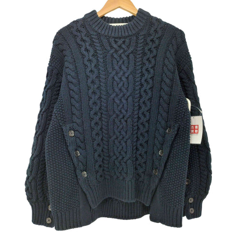 ジーユー GU by rokh ケーブルセーター NAVY Mサイズ レディース JPN:M