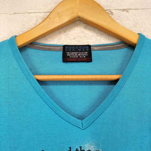 ニコルクラブフォーメン NICOLE CLUB FOR MEN フロントプリントVネックTシャツ Y2K メンズ 46
