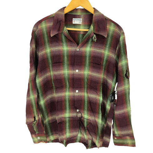ペニーズタウンクラフト PENNEYS TOWNCRAFT 60S 糸巻タグ オンブレチェック オープンカラーシャツ メンズ import:L 16-16